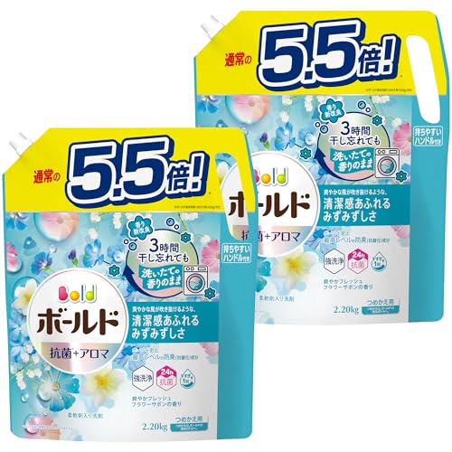 【まとめ買い】[大容量] ボールド 洗濯洗剤 液体 フレッシュフラワーサボン 詰め替え 2,200g×2袋