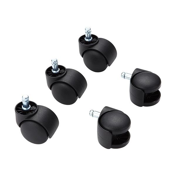 (まとめ) ナカバヤシ チェア用ナイロンキャスター ブラック CA-CN01BK 1セット(5個) (×3セット)