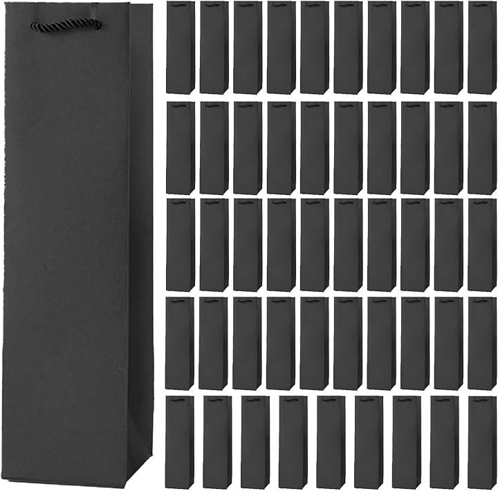 ワイン 袋 大量 ワインバッグ 紙袋 手提げ袋 ギフトバッグ 縦長 酒袋(黒色, 100枚)