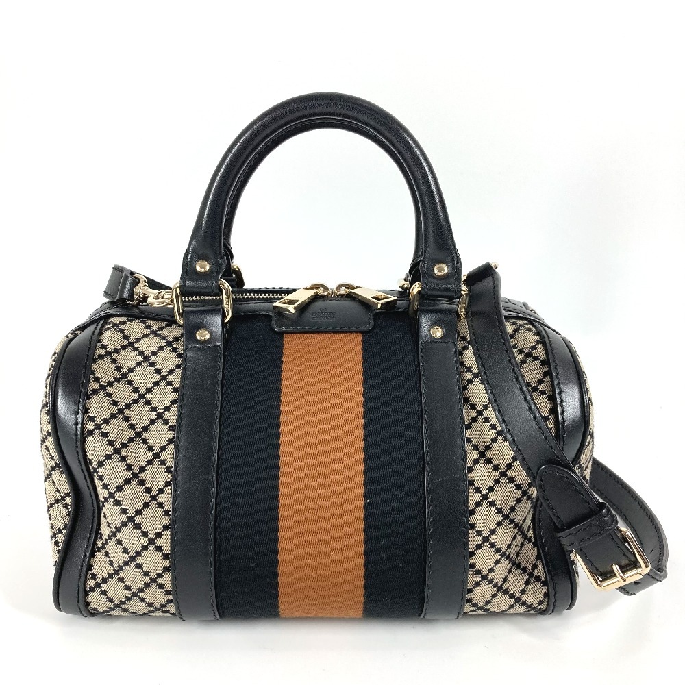 ショルダーバッグ ストライプ ロゴ 2WAYバッグ ハンドバッグ ミニボストンバッグ シェリーライン レザー/キャンバス ネイビー 44,220円