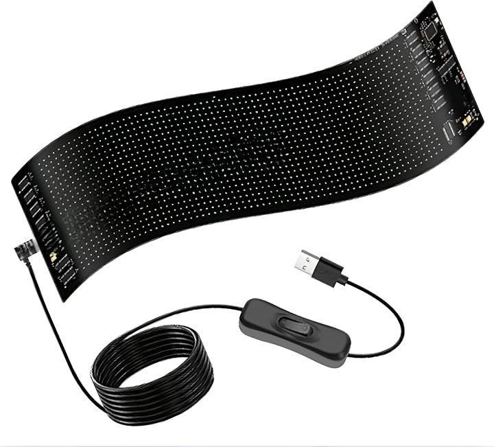 LED電光掲示板 観光バス 小型メッセージボード USB電源 アプリ対応 案内表示・インバウンド対応(ブラック, 9.2cmX37.4cm)