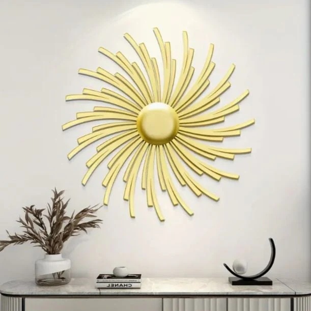 太陽のウォールデコレーション 壁掛け モダン おしゃれ ゴールド 壁彫刻 壁掛けアート ゴージャス 上品 リビング 装飾 大型 金属 ベッドルーム オフィス