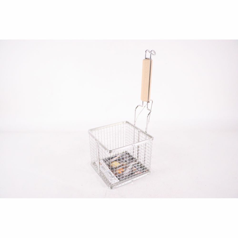 （まとめ買い）カンダ 木柄コンパクト角型フライヤー篭（たこから揚げ用） [x3]