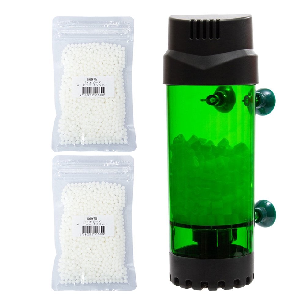 ろ材付き　流動フィルター　大　グリーン＋Ｂｉｏ　Ｂｅａｄｓ　バイオビーズ　２００ｍｌ　ＣＲＣ10―03―06―00―00