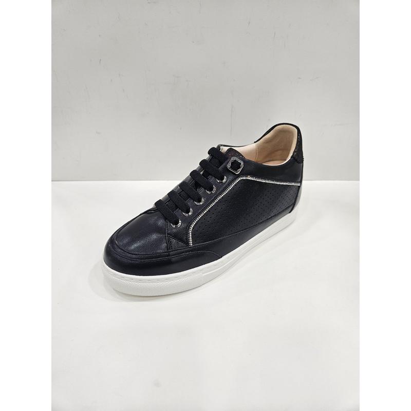 女性ホットフィックスバイアス厚底スニーカーヒール高さ5CM PFDFHZ765BK_US