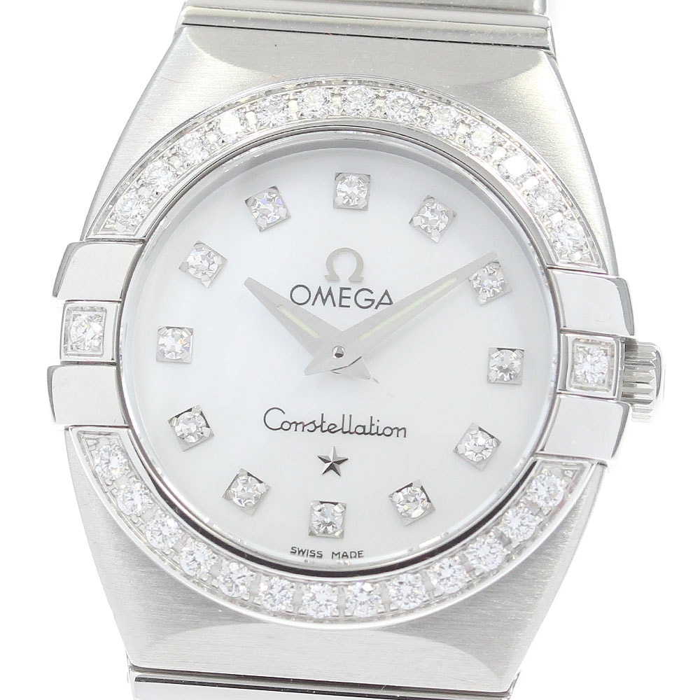 オメガ OMEGA 1589.75 コンステレーション ダブルイーグル 12P ダイヤベゼル クォーツ レディース 良品 箱・保証書付き_846932【中古】
