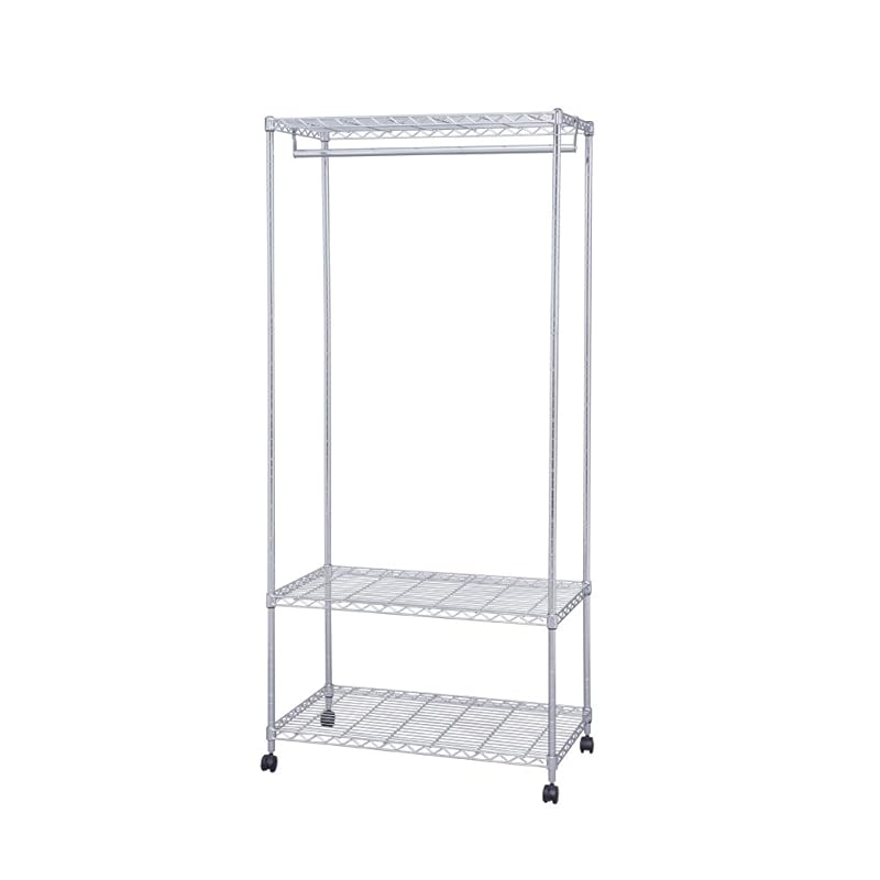 即納：アイリスオーヤマ(IRIS OHYAMA) ラック メタルラック ワードローブ キャスター付き ハンガーラック 洋服掛け 防サビ加工 ポール径19mm 幅80×奥行45×高さ174.5cm スチ