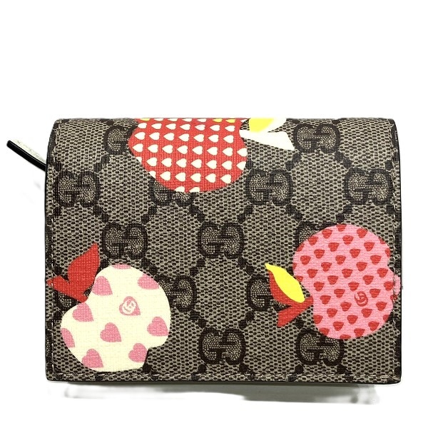 グッチ GGスプリーム 663922 レ ポム アップル ハート 2つ折り財布 レディース 【中古】