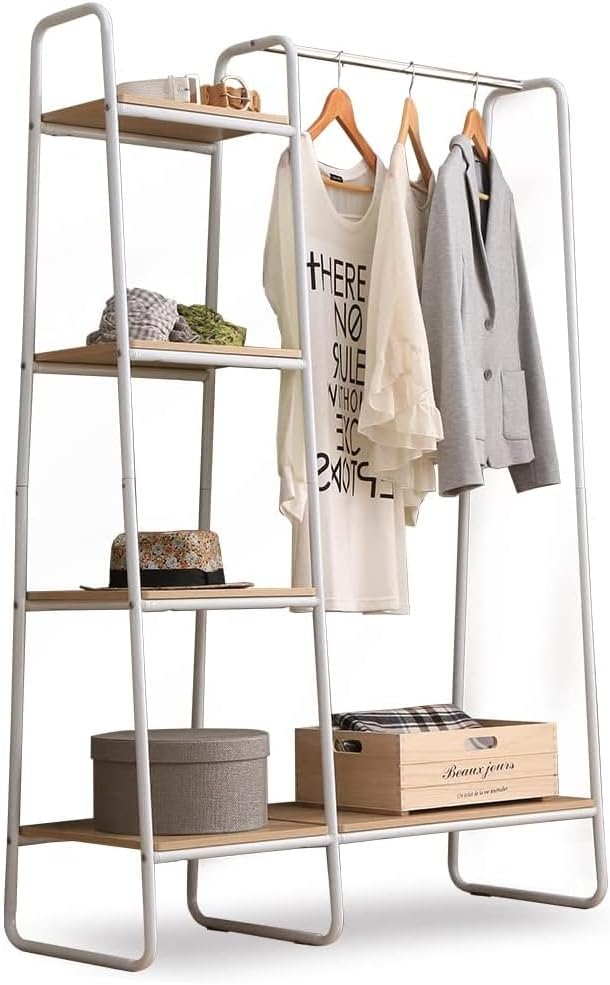 アイリスオーヤマ ハンガーラック ラック付き ボード1枚 幅101×奥行40×高さ150cm ホワイト PI-B3 スタイルハンガー