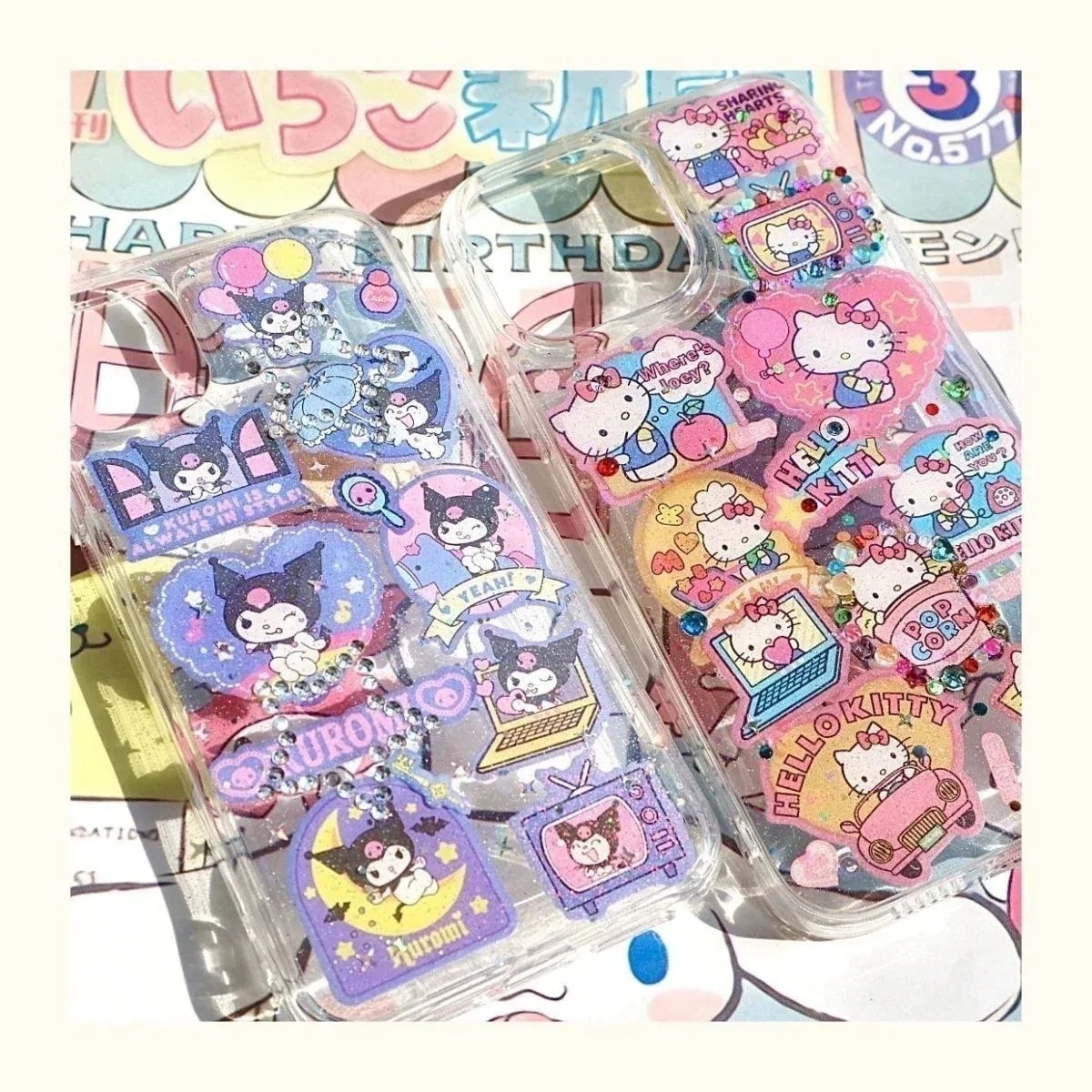 【2個買うと1個無料】サンリオ韓国 iphoneケースキラキラクリア 透明11/12/13/14キティちゃんマイメロ クロミちゃんiphoneケース