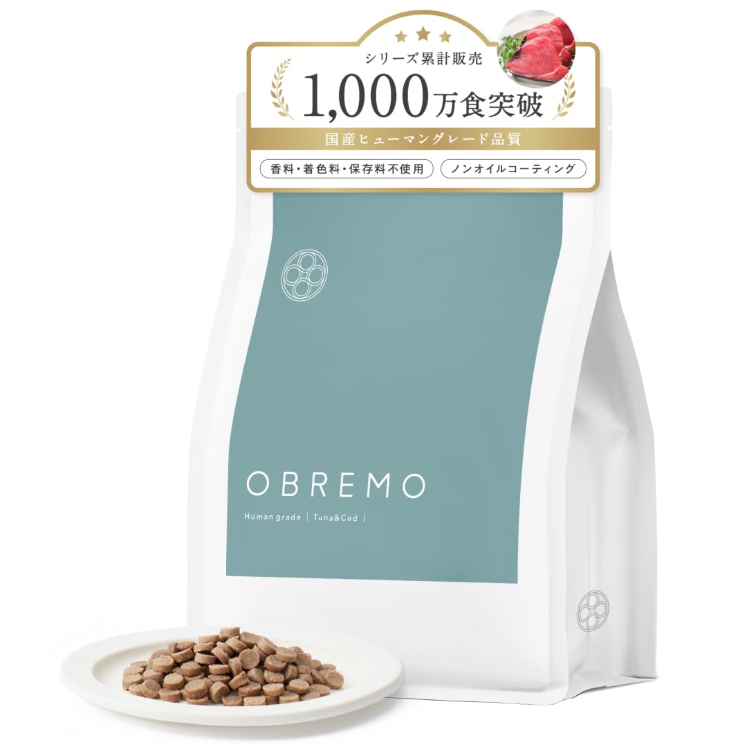 OBREMO オブレモ ドッグフード まぐろ＆たら 全犬種 成犬用 ペットフード ドライ 総合栄養食 小麦グルテンフリー （800g×1袋）