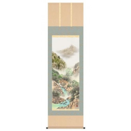 中山雪頓 掛軸(尺五) 「彩色山水」 13418
