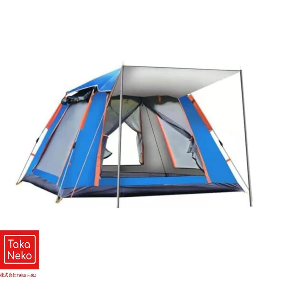 テント ワンタッチ 4-6人用 耐水圧3000mm UVカット 紫外線防止 キャンプ テント 防水 撥水加工 防風 通気 折りたたみ コンパクト前後ダブルドア 防虫対策 メッ