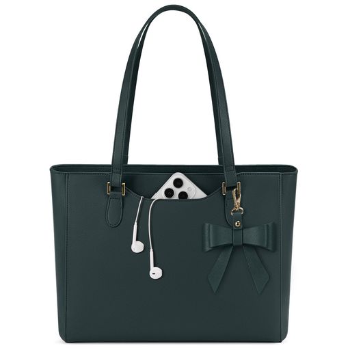 [KTMOUW] ビジネスバッグ レディース 大容量 リクルートバッグ A4 トートバッグ 通勤バッグ 撥水加工 自立 PUレザー 就活バッグ レディースバッグ カバン 鞄 通学 就職 面接 グリーン