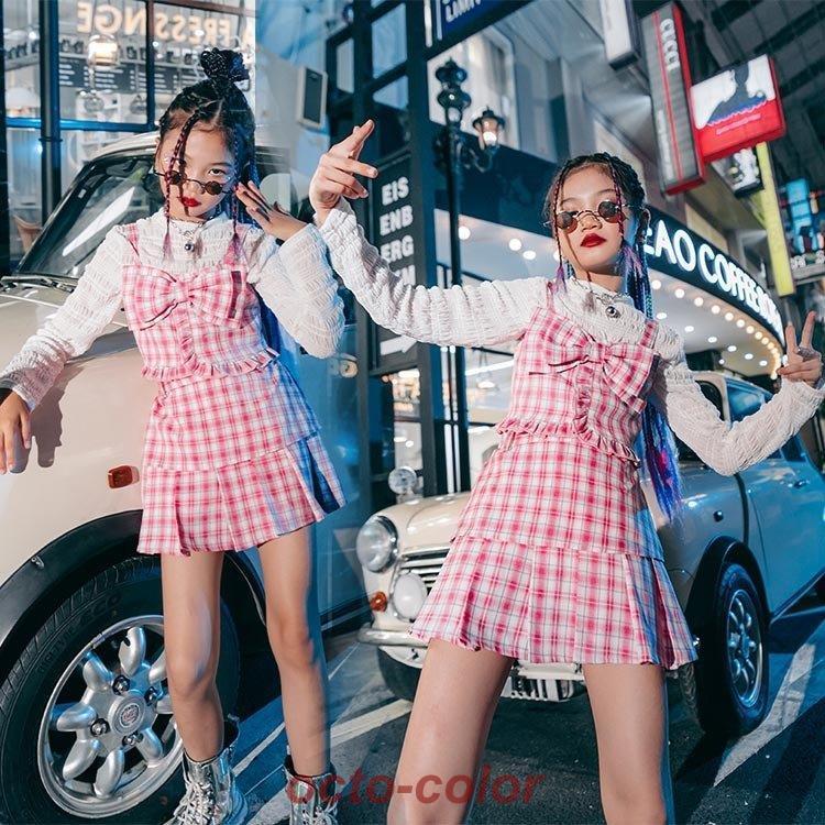 ダンス 衣装 キッズ 韓国 ピンク ガールズ 女の子 セットアップ ジャズダンス ステージ衣装 へそ出し 演奏会 練習着 おしゃれ 卒業式 応援団 HIPHOP おしゃれ