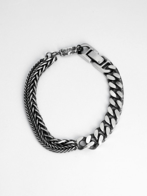 【HARANG】 HR 246B_Half & Half Silver Double Chain Bracelet 正規品