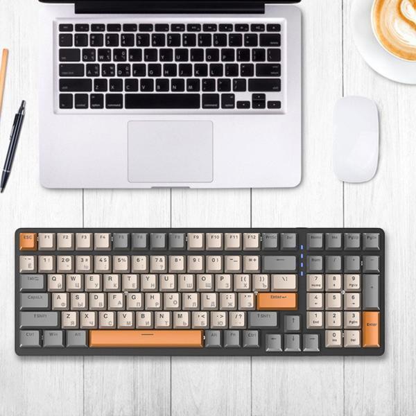 ロシア製メカニカル キーボード バックライト付き PC ラップトップ ゲーマー向け 98% 割り当て