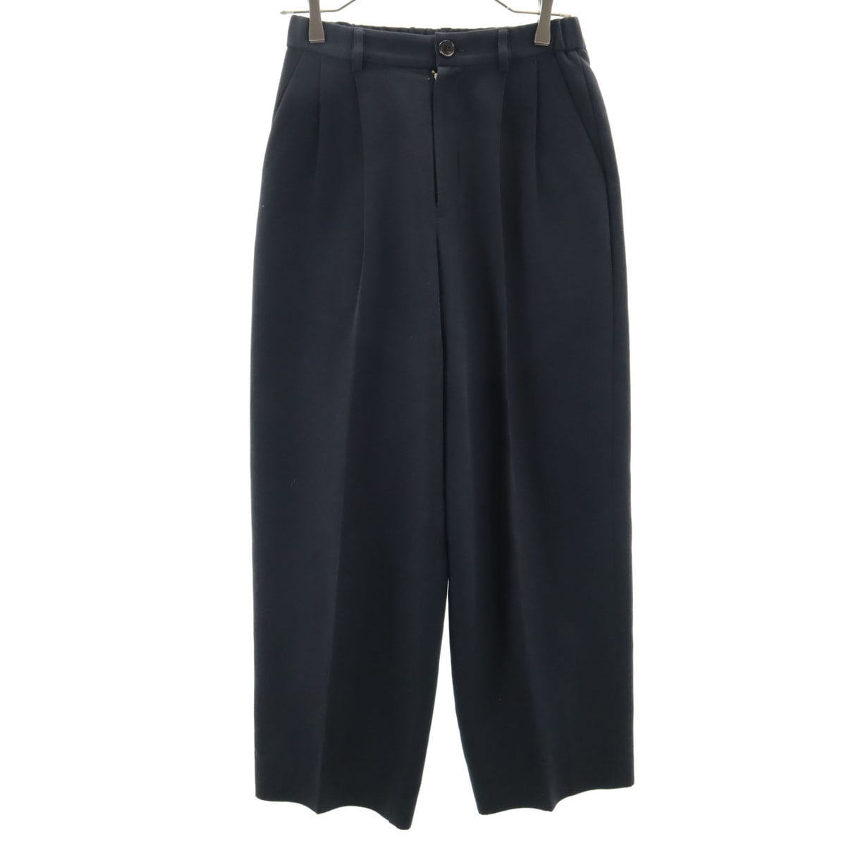 日本製 タック ワイドパンツ 6 チャコールネイビー レディース 古着