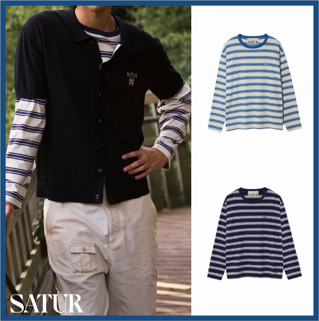 Font Embroidery Stripe Long Sleeve