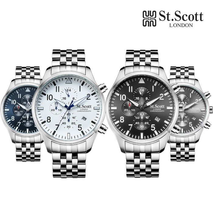 ST.SCOTT LONDON ST3052Mクロノグラフ男性メタルウォッチ
