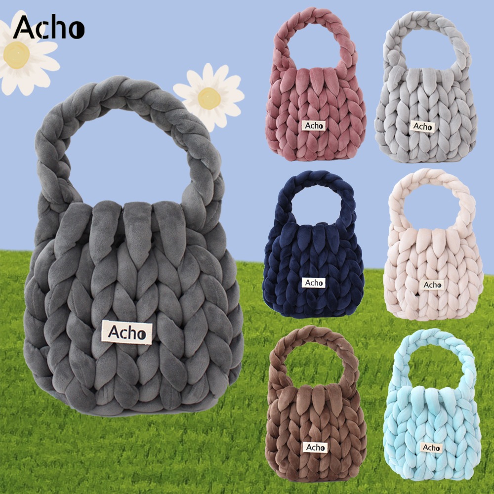 ベルベットニットトートバッグ_ブルー(8 colors) / Velvet Knitted Tote Bag
