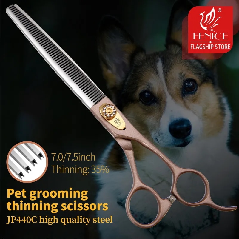 フェニーチェプロフェッショナル 7/7.5 インチペット犬グルーミングはさみ間伐鋏 tijeras tesoura 間伐率 35%