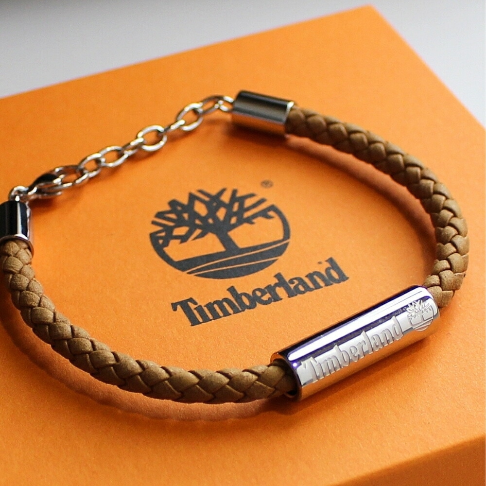 正規品 ティンバーランド ブレスレット ユニセックス メンズ レディース 編み込みレザー ブラウン シルバー金具 おしゃれ ブランドアクセサリー ペア対応 誕生日 プレゼント ギフト 男性 女性 TD