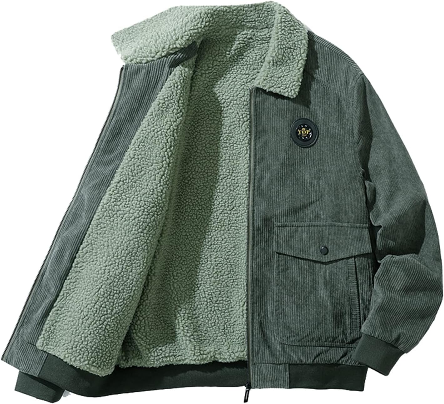 コーデュロイフル メンズ フリース ボアジャケット 起毛 厚手 秋服 冬着 スタジャン ブルゾン ショートコート 大きいサイズ 無地 シンプル 防寒着 保温 折り襟 会社 通勤通学 お父さん