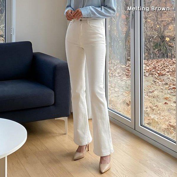 女性スリムフィット起毛ブーツカット綿パンツ K14