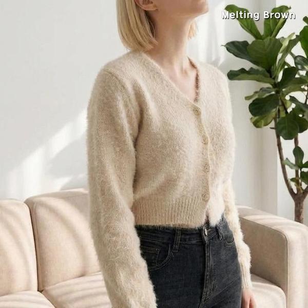 女性VネッククロップニットカーディガンK12