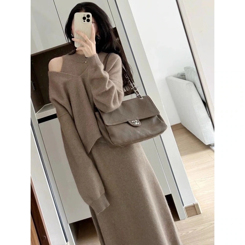 セットアップ 涼しく楽ちんセットアップ秋冬 新作 おしゃれ 気質 レディースセットアップ ニット アウター 二点セット 上下セット セーター ワンピース セットアップ30%までに制限