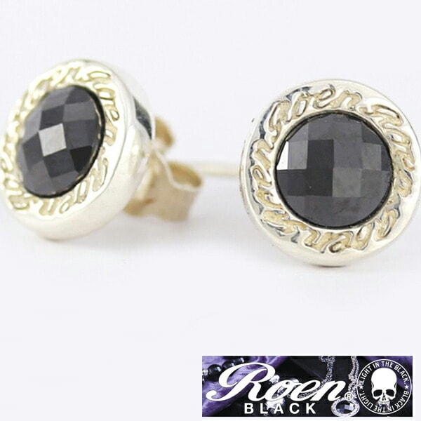 【即納】Roen BLACK ロエン ブラック キュービックジルコニア スタッド ピアス RO-103