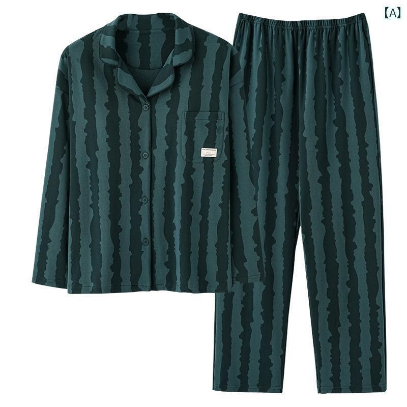 パジャマ　レディース　上下 毛 人 綿 パジャマ 女性 25歳 春秋 高級 軽量 ストライプは 外出 着と して 新居 服 ズボン セット