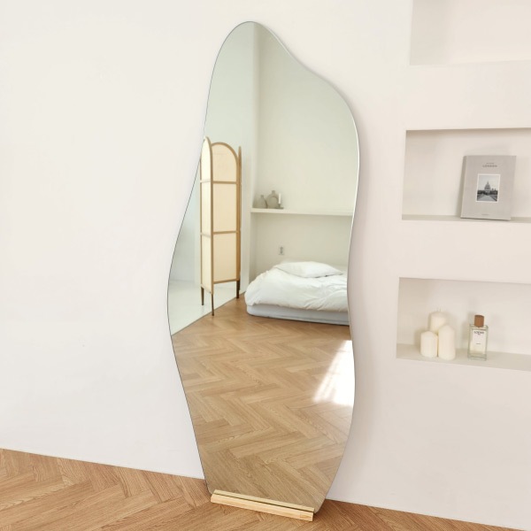 「your glasshouse」ウェーブ全身ミラー 3サイズ 高さ140cm/160cm/175cm スタンドミラー 全身鏡