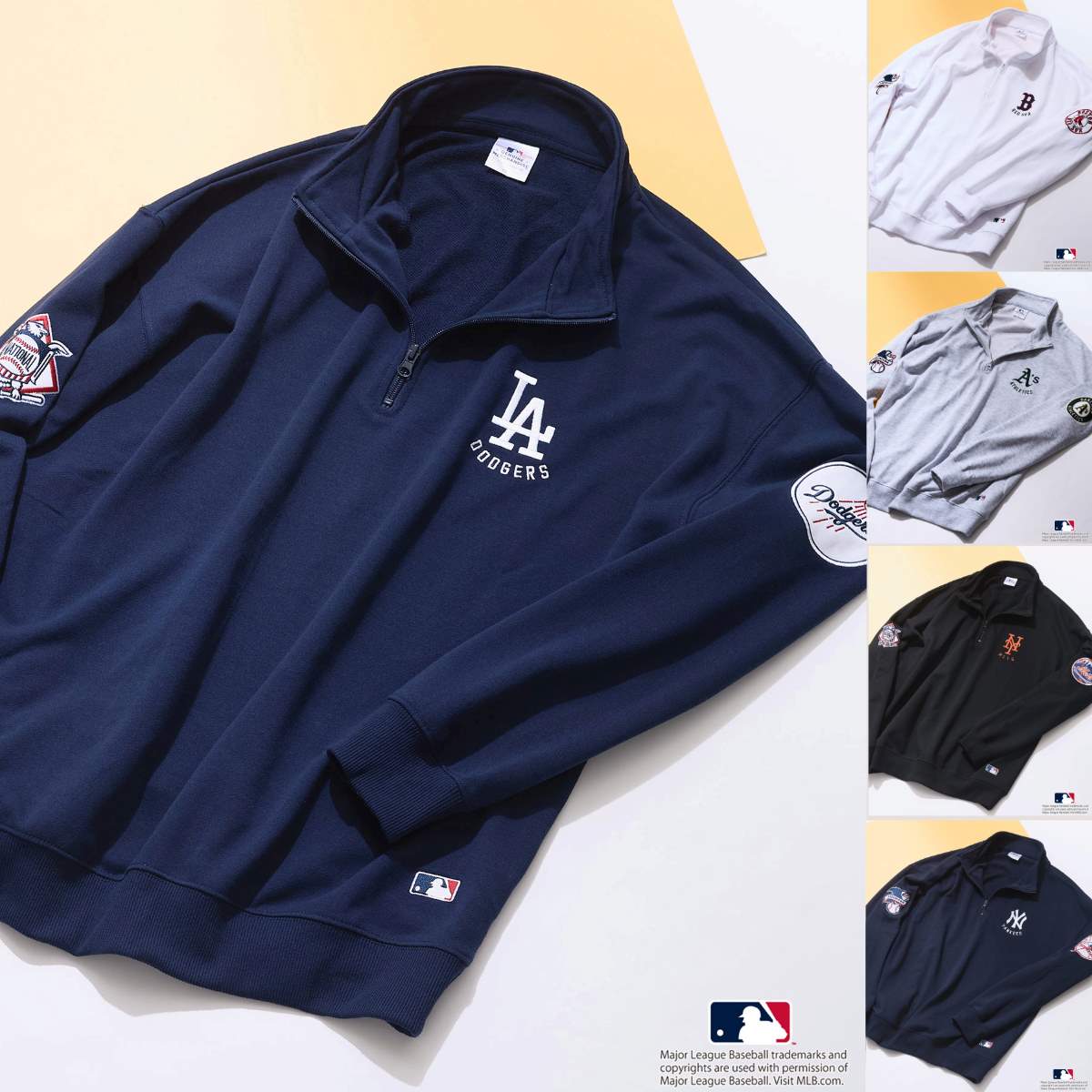 MLB ツイル ワッペン 裏毛 ハーフZIP 7,150円