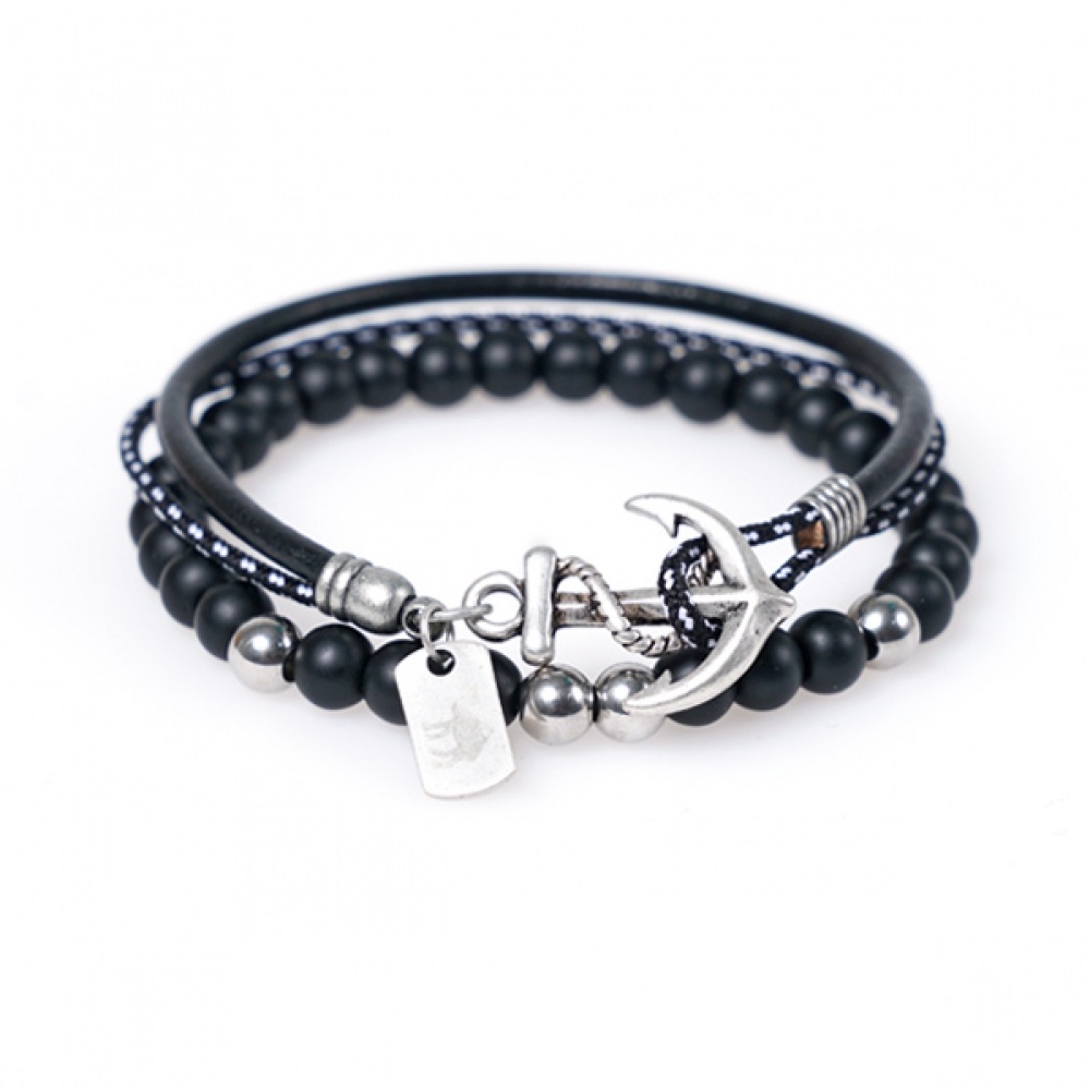 JBANS クラシックオニキススリム 324 & モダンブラック 370 ブレスレットセット (C1801-SE023BK)