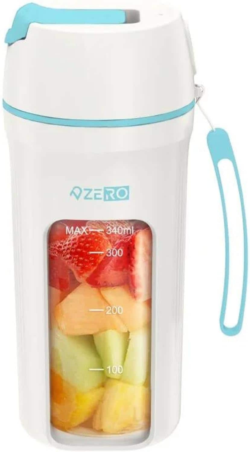 テレビ番組取扱多数 ZERO タンブラー型ミキサー 氷も砕ける 持ち運び コンパクト 小型 人気 ブレンダー ポータブル スムージー ジューサー (スカイブルー)