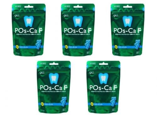 口内環境を整えるガム 歯科専用 ポスカ・エフ(POs-Ca F)パウチタイプ 100ｇ／ペパーミント 5袋セット