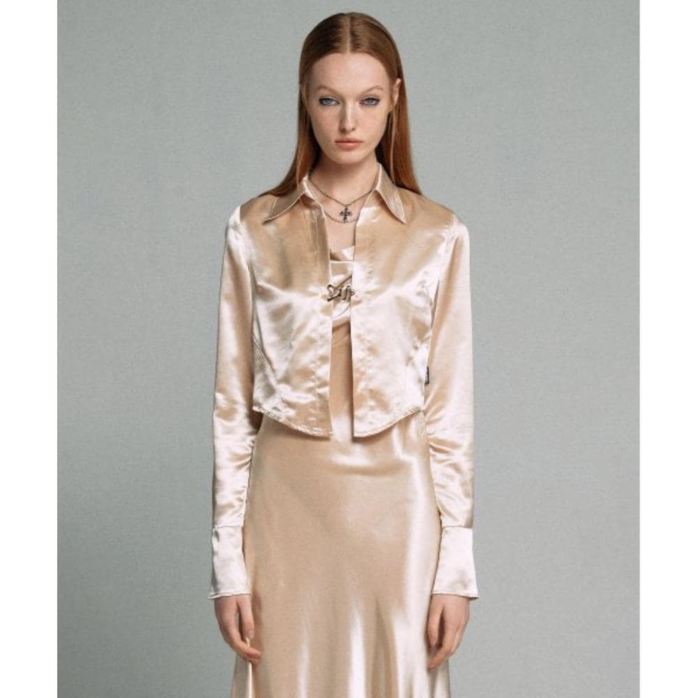 スカルプター Glossy Satin Shirt Pale Beige SC22A250BE