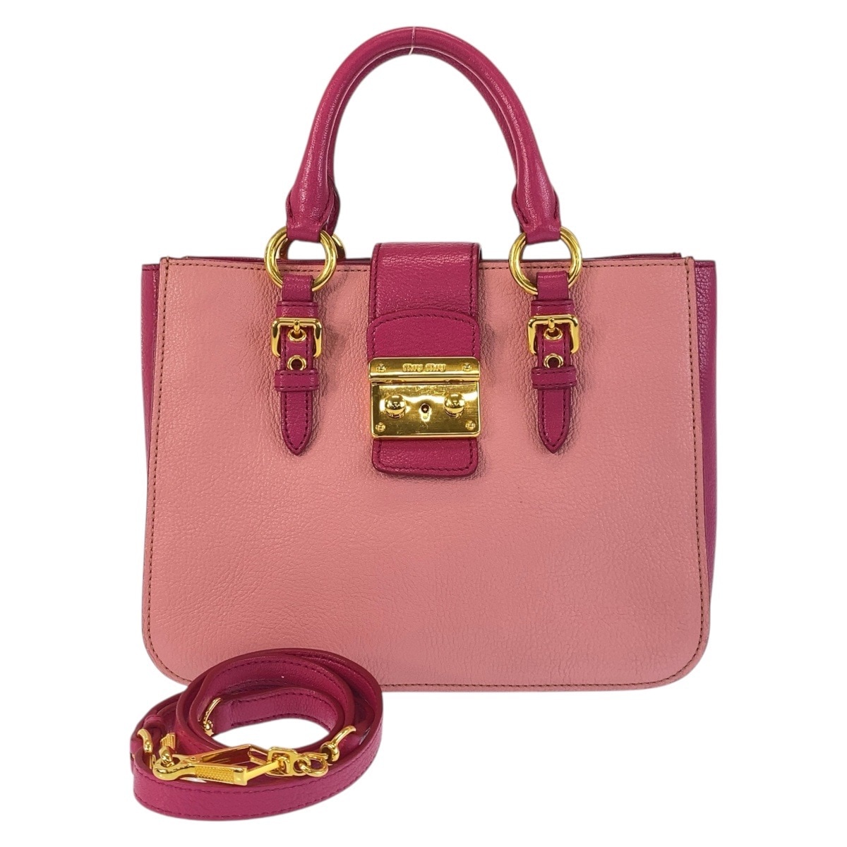 美品 マドラス ピンク ゴールド金具 レザー ハンドバッグ ショルダーバッグ レディース 500880