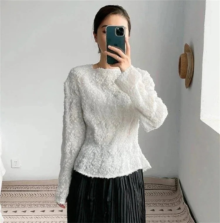 早い者勝ち 25 トップス ラウンドネック ゆったりする フォールド カットソー 上着 長袖wudamne ベースシャツ Tシャツ