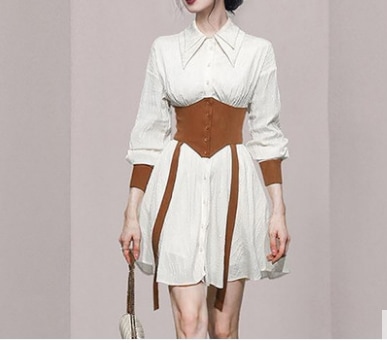 ふんわりシャツワンピース ワンピース ミニ丈 袖あり 綿 爽やか 大人スタイル 大人可愛い きれいめ シンプル カジュアル 大人 上品 おしゃれ かっこいい レトロ アジアン 大人可愛い 大人女子