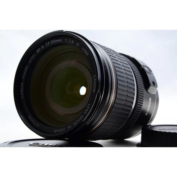 【中古】キヤノン Canon EF-S 17-55mm f/2.8 IS USM 美品 標準ズームレンズ 前後キャップ付き