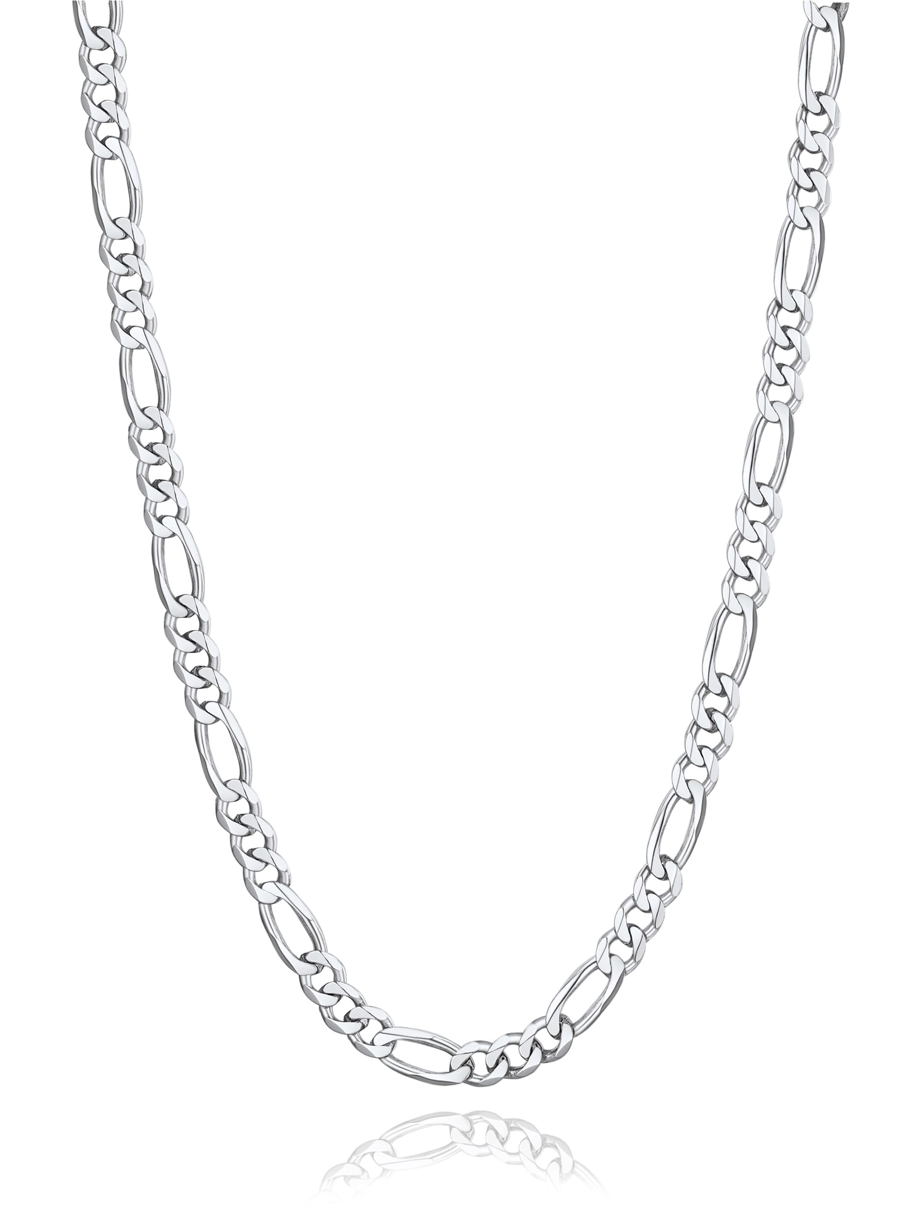 [PROSTEEL] チェーンネックレス メンズ レディース シルバー925 喜平ネックレス フィガロチェーン 金属アレルギー対応 幅3mm/5mm 35cm~70cm 細め(シルバー/ゴールド)