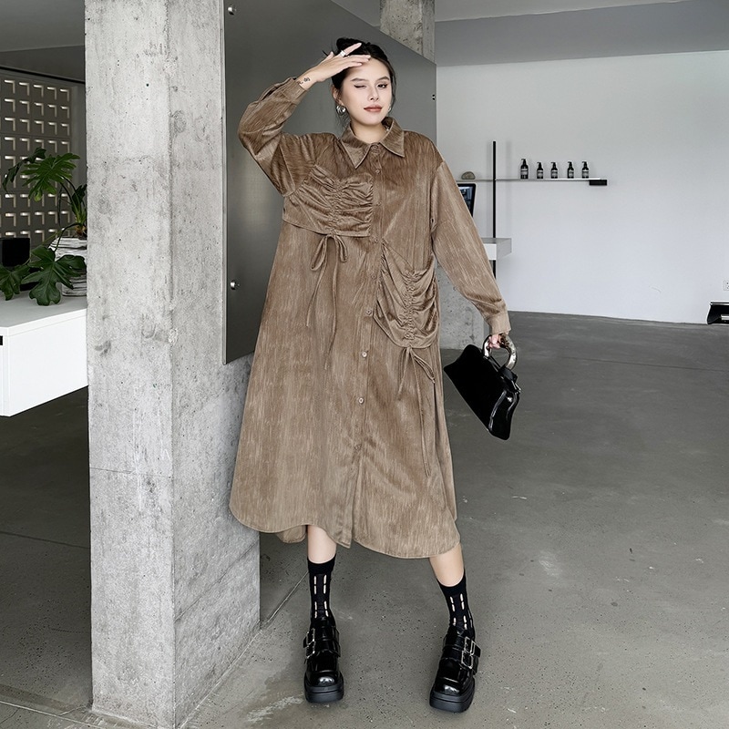 【J.Fashion】 巾着 ワンピース おしゃれ カーディガン 秋秋 個性的なデザイン レディース ロングワンピース メガ割