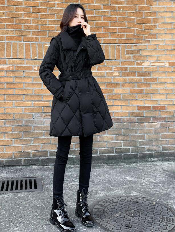 レディース 中綿コート 韓国風 中綿ジャケット ダウンコート 厚手 女性用 ロング丈 あったか コート 中長 ブルゾン ダウンジャケット 体型カバー 着痩せ 黒 アウター 大人 綿入り シンプル 冬服