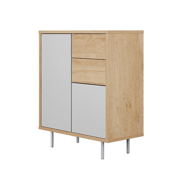 LRCS-590 ナチュラル/グレー リビングキャビネット金属脚付き メーカー直送