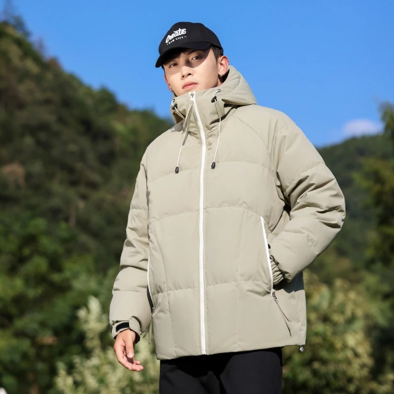 90フリース軽量防水フード付きダウンジャケットメンズカップル冬モデル防風シルエット厚手パン服ジャケット