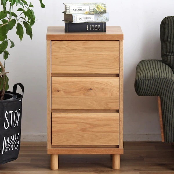 チェスト 3段 北欧風 オーク材 幅40cm リビングチェスト 収納 収納チェスト たんす タンス 日本製 完成品 サイドチェスト リビング収納 木製 木目 オーク ホワイトオーク 国産 北欧