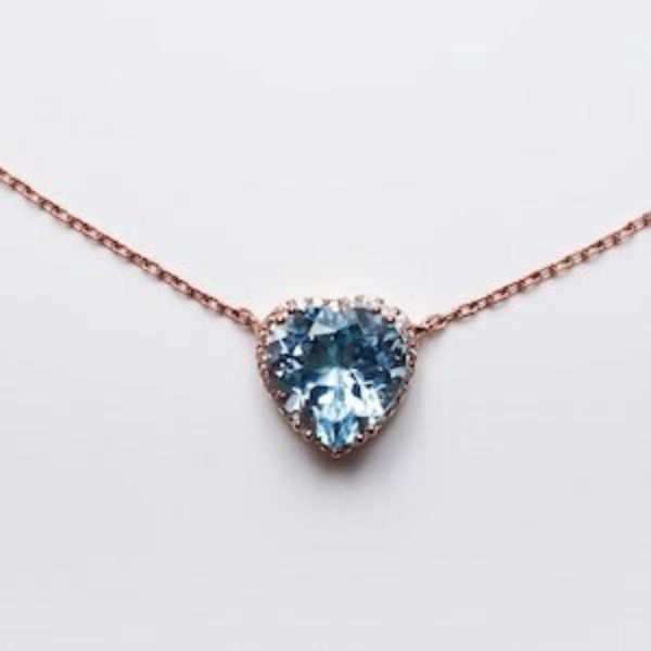 ブルートパーズHalo ハートブルートパーズNecklace